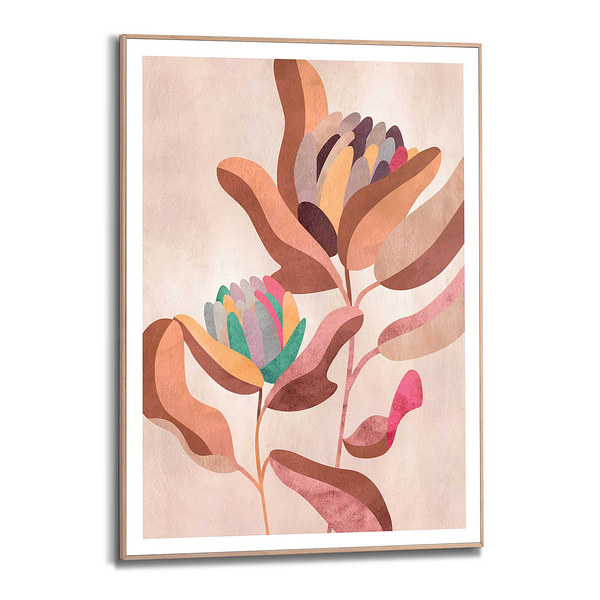 Gerahmtes Bild Earth Flowers - Braun - 50 x 70 cm