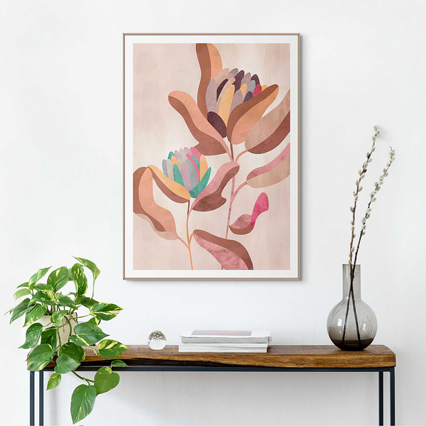 Gerahmtes Bild Earth Flowers - Braun - 50 x 70 cm