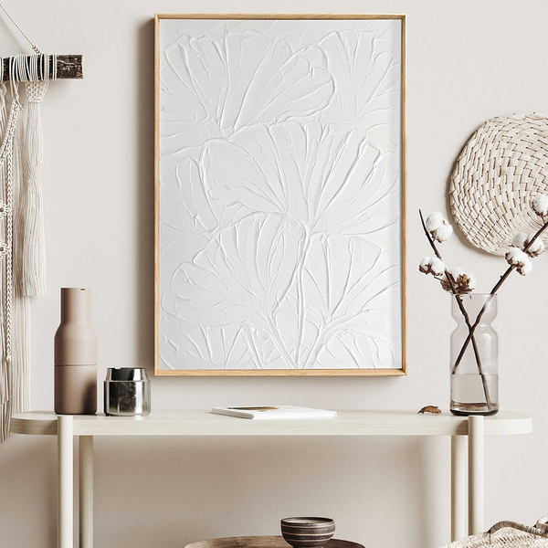 Wandbild Relief Flowers - Weiß - 50 x 70 cm
