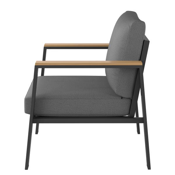 Loungesessel Aviel - Aluminium / Polyester - Anthrazit