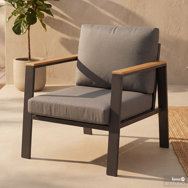 Loungesessel Aviel - Aluminium / Polyester - Anthrazit