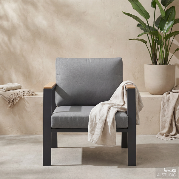 Loungesessel Aviel - Aluminium / Polyester - Anthrazit