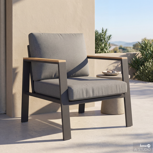 Loungesessel Aviel - Aluminium / Polyester - Anthrazit