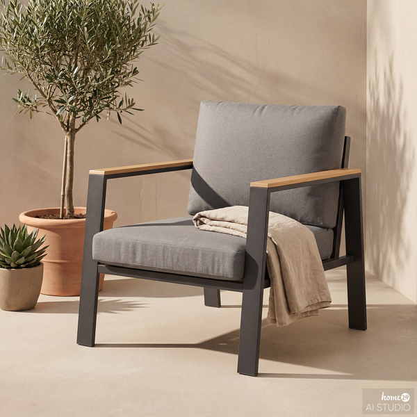 Loungesessel Aviel - Aluminium / Polyester - Anthrazit