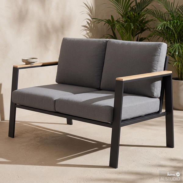 2-Sitzer Loungesofa Aviel - Aluminium / Polyester - Anthrazit