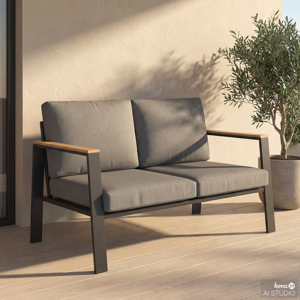 2-Sitzer Loungesofa Aviel - Aluminium / Polyester - Anthrazit