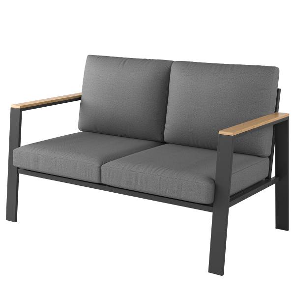 2-Sitzer Loungesofa Aviel - Aluminium / Polyester - Anthrazit