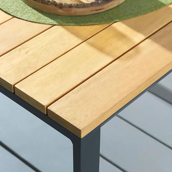 Loungetisch Aviel - Aluminium / Eukalyptus massiv - Anthrazit / Braun