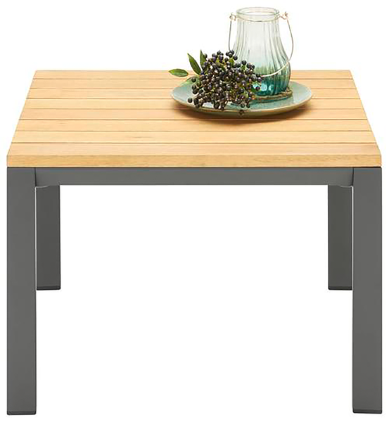 Loungetisch Aviel - Aluminium / Eukalyptus massiv - Anthrazit / Braun