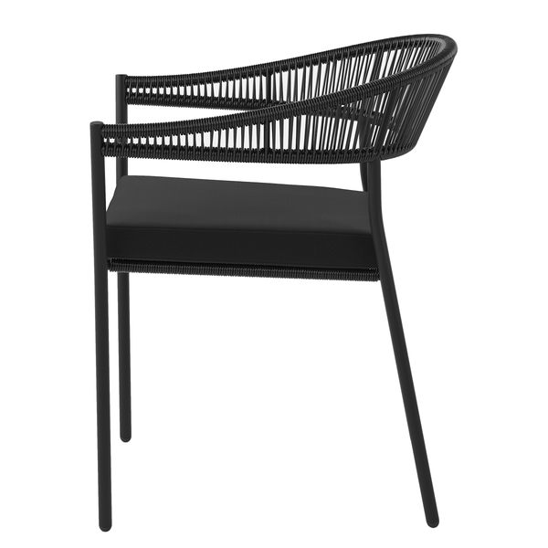 Stapelstuhl Coro 2er-Set - Stahl / Polyrattan - Schwarz