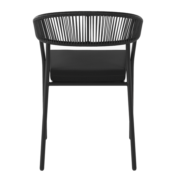 Stapelstuhl Coro 2er-Set - Stahl / Polyrattan - Schwarz