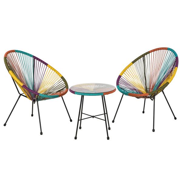 Sitzgruppe Copacabana 3-teilig - Stahl / Polyrattan - Multicolor