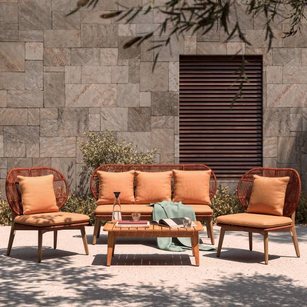 Gartensessel Lasia - Akazie massiv / Polyester - Terracotta