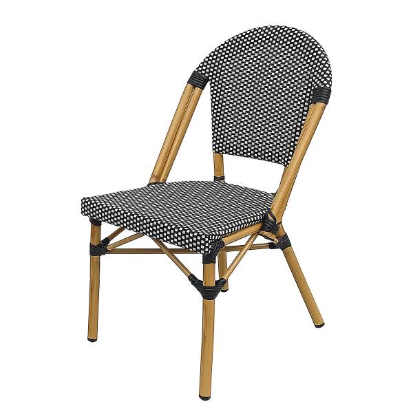 Gartenstuhl Likki 2er-Set - Aluminium / Textilene - Schwarz / Weiß