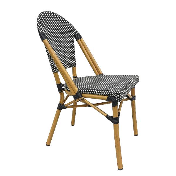 Gartenstuhl Likki 2er-Set - Aluminium / Textilene - Schwarz / Weiß