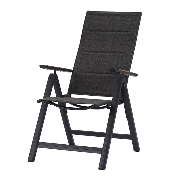 Klappstuhl Boona 2er-Set - Aluminium / Mischgewebe - Anthrazit