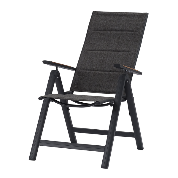 Klappstuhl Boona 2er-Set - Aluminium / Mischgewebe - Anthrazit