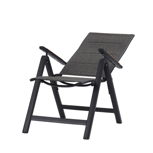 Klappstuhl Boona 2er-Set - Aluminium / Mischgewebe - Anthrazit