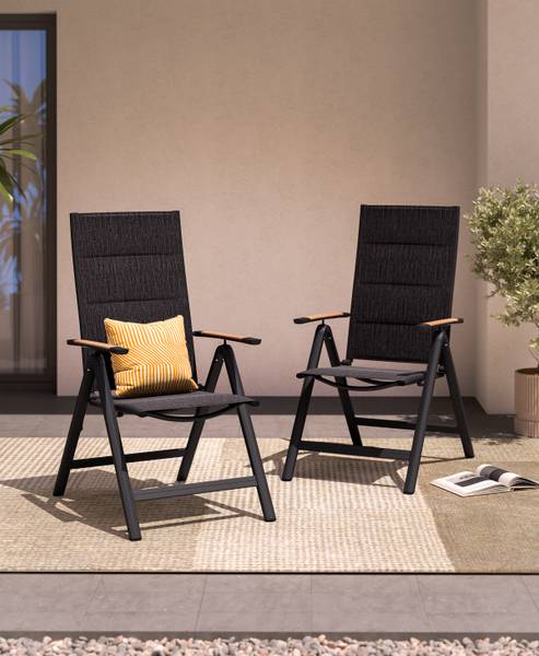 Klappstuhl Boona 2er-Set - Aluminium / Mischgewebe - Anthrazit