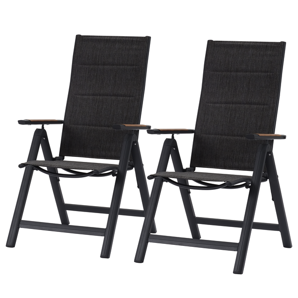 Klappstuhl Boona 2er-Set - Aluminium / Mischgewebe - Anthrazit