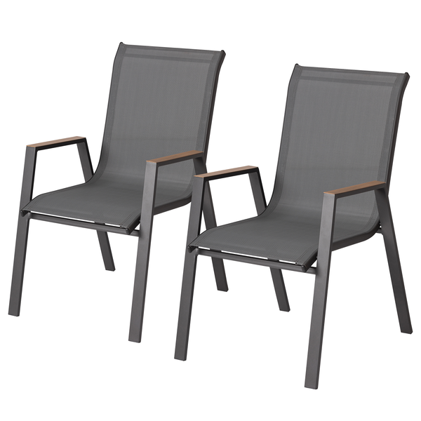 Stapelstuhl Tjorn 2er-Set - Stahl / Mischgewebe - Anthrazit