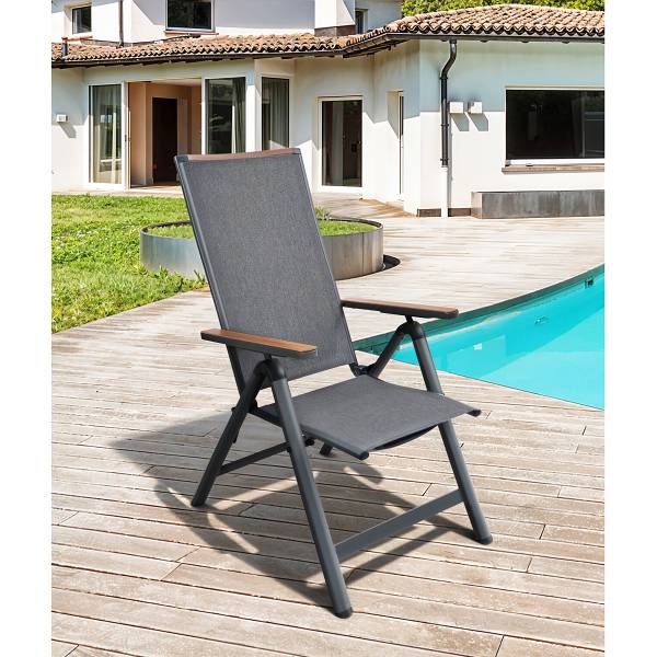 Gartenstuhl Asko 2er-Set - Aluminium / Textilene - Anthrazit