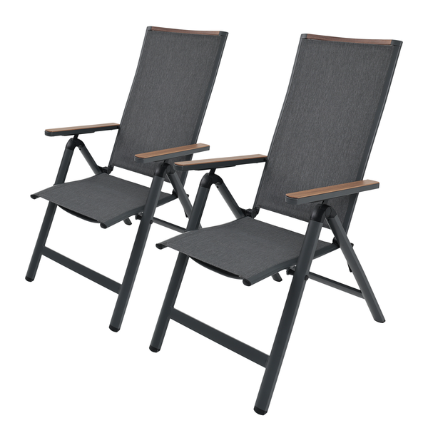 Gartenstuhl Asko 2er-Set - Aluminium / Textilene - Anthrazit
