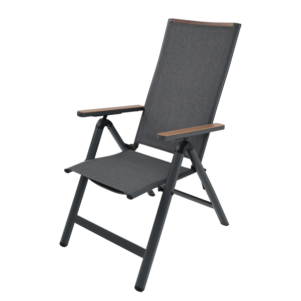 Gartenstuhl Asko 2er-Set - Aluminium / Textilene - Anthrazit