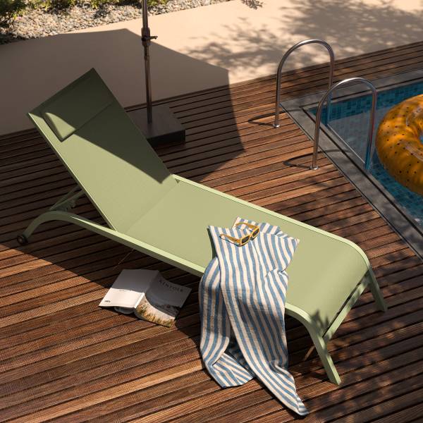 Sonnenliege Bruny - Stahl / Polyester - Salbei