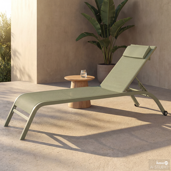 Sonnenliege Bruny - Stahl / Polyester - Salbei
