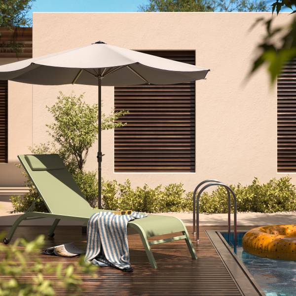 Sonnenliege Bruny - Stahl / Polyester - Salbei