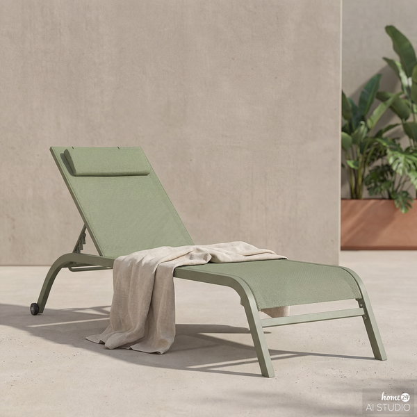 Sonnenliege Bruny - Stahl / Polyester - Salbei