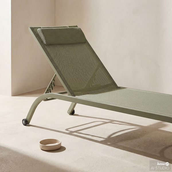 Sonnenliege Bruny - Stahl / Polyester - Salbei