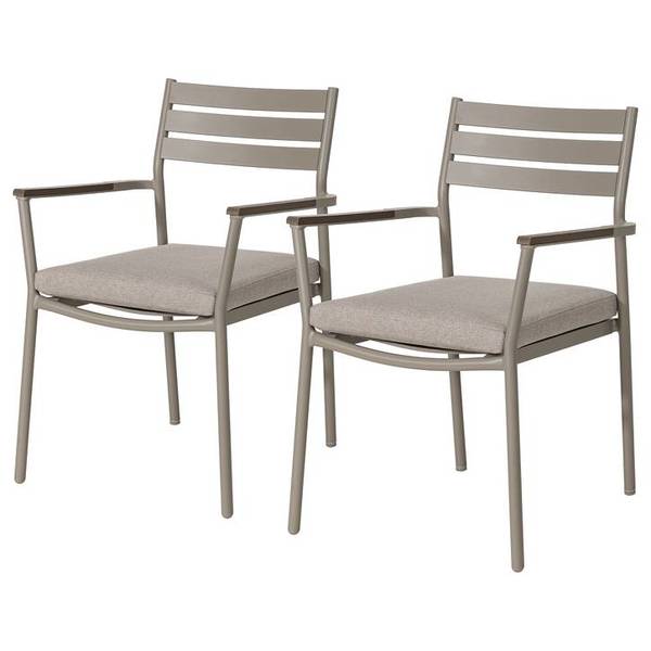 Gartenstuhl Evins 2er-Set - Aluminium / Polyester - Grau