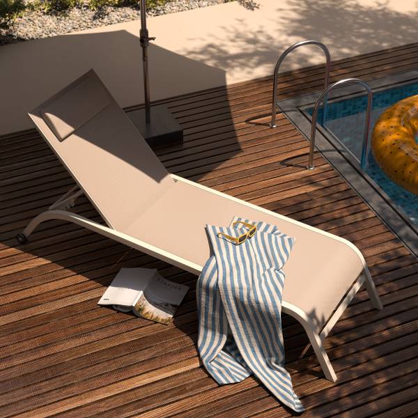 Sonnenliege Bruny - Stahl / Polyester - Beige