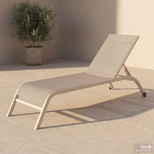 Sonnenliege Bruny - Stahl / Polyester - Beige