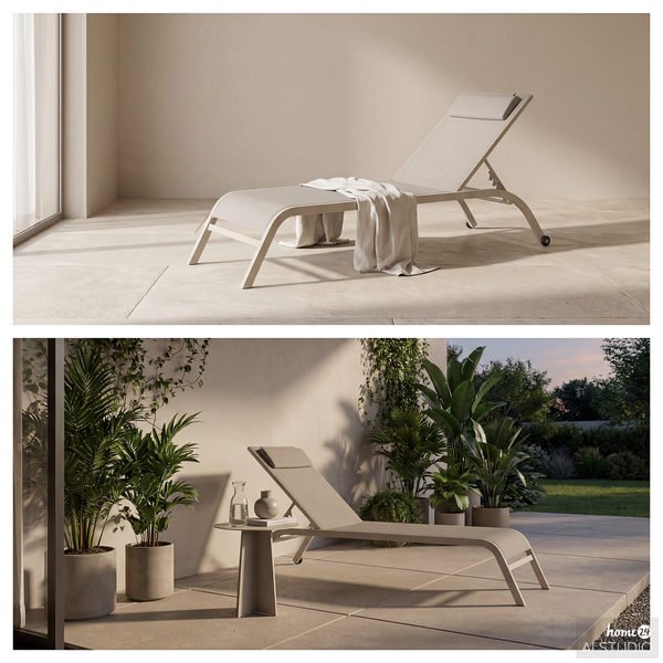 Sonnenliege Bruny - Stahl / Polyester - Beige