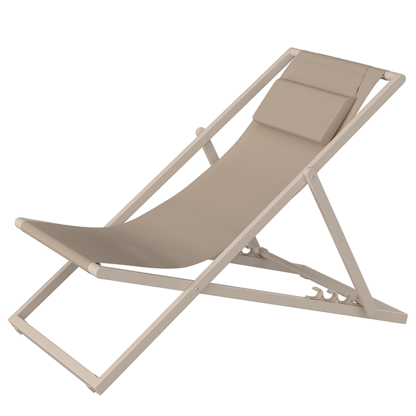 Liegestuhl Nivi 2er-Set - Stahl / Polyester - Beige