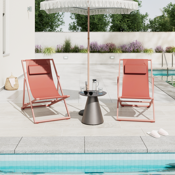 Liegestuhl Nivi 2er-Set - Stahl / Polyester - Terracotta