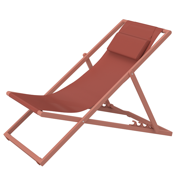 Liegestuhl Nivi 2er-Set - Stahl / Polyester - Terracotta