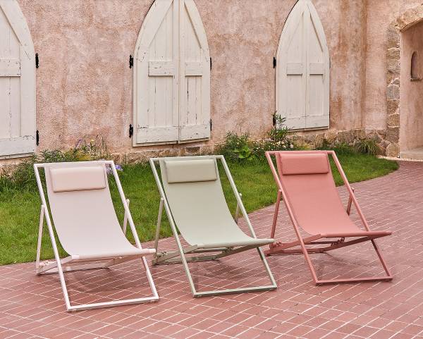 Liegestuhl Nivi 2er-Set - Stahl / Polyester - Terracotta