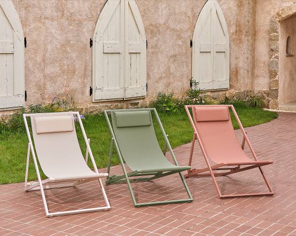 Liegestuhl Nivi 2er-Set - Stahl / Polyester - Salbei