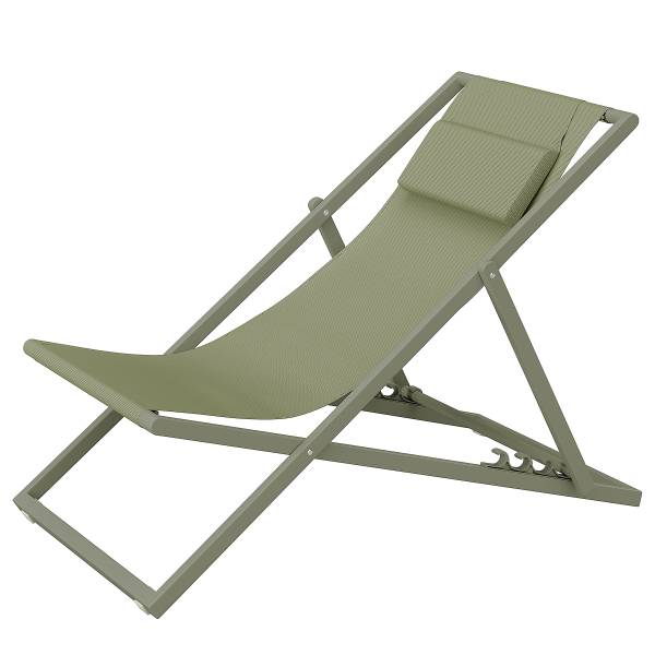 Liegestuhl Nivi 2er-Set - Stahl / Polyester - Salbei