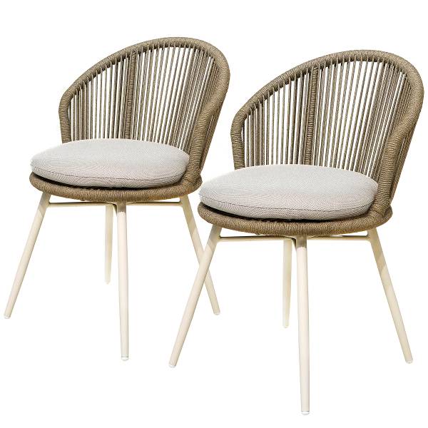 Gartenstuhl Cabello 2er-Set - Polyester / Aluminium - Taupe / Beige - Taupe