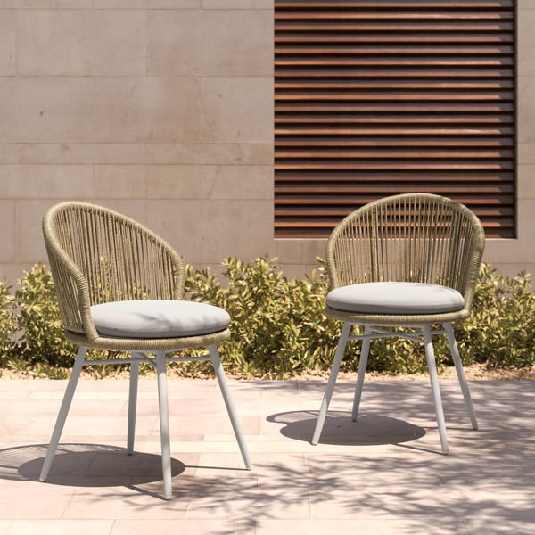 Gartenstuhl Cabello 2er-Set - Polyester / Aluminium - Taupe / Beige - Taupe