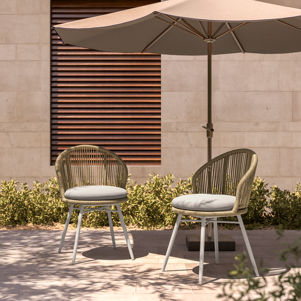 Gartenstuhl Cabello 2er-Set - Polyester / Aluminium - Taupe / Beige - Taupe
