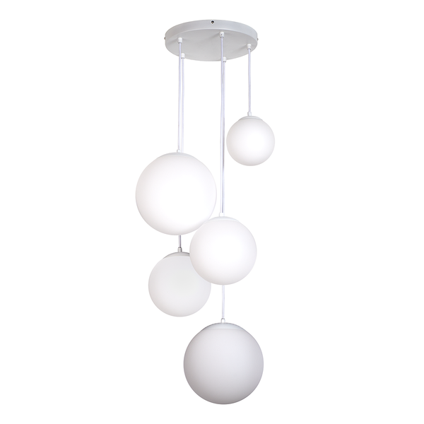Pendelleuchte VETLE - Milchglas / Eisen - 5-flammig