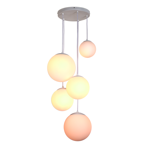 Pendelleuchte VETLE - Milchglas / Eisen - 5-flammig