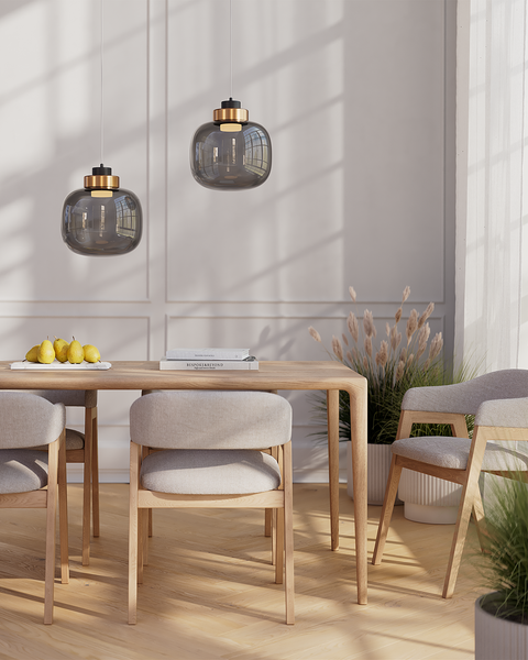 Pendelleuchte EXEMLAR Smoky - Rauchglas / Aluminium - 1-flammig