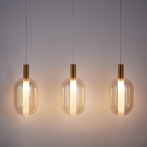 Pendelleuchte EXEMLAR - Farbglas / Aluminium - 3-flammig - Flammenanzahl: 3